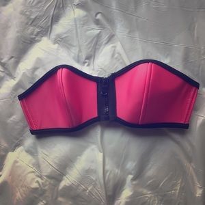 Pink zip bikini top
